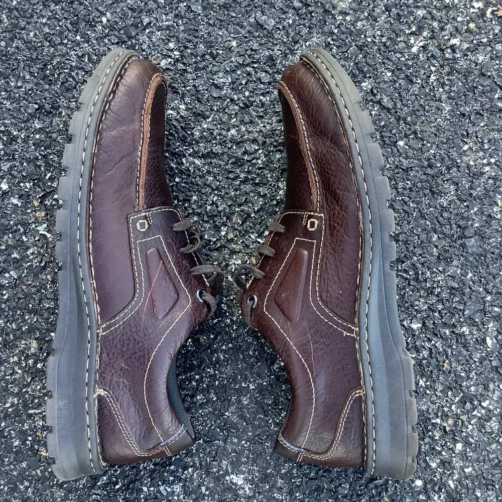 Clarks Collection Tilden Free Men 12 Brown Leather Moc Toe Oxford Shoes 26130644
